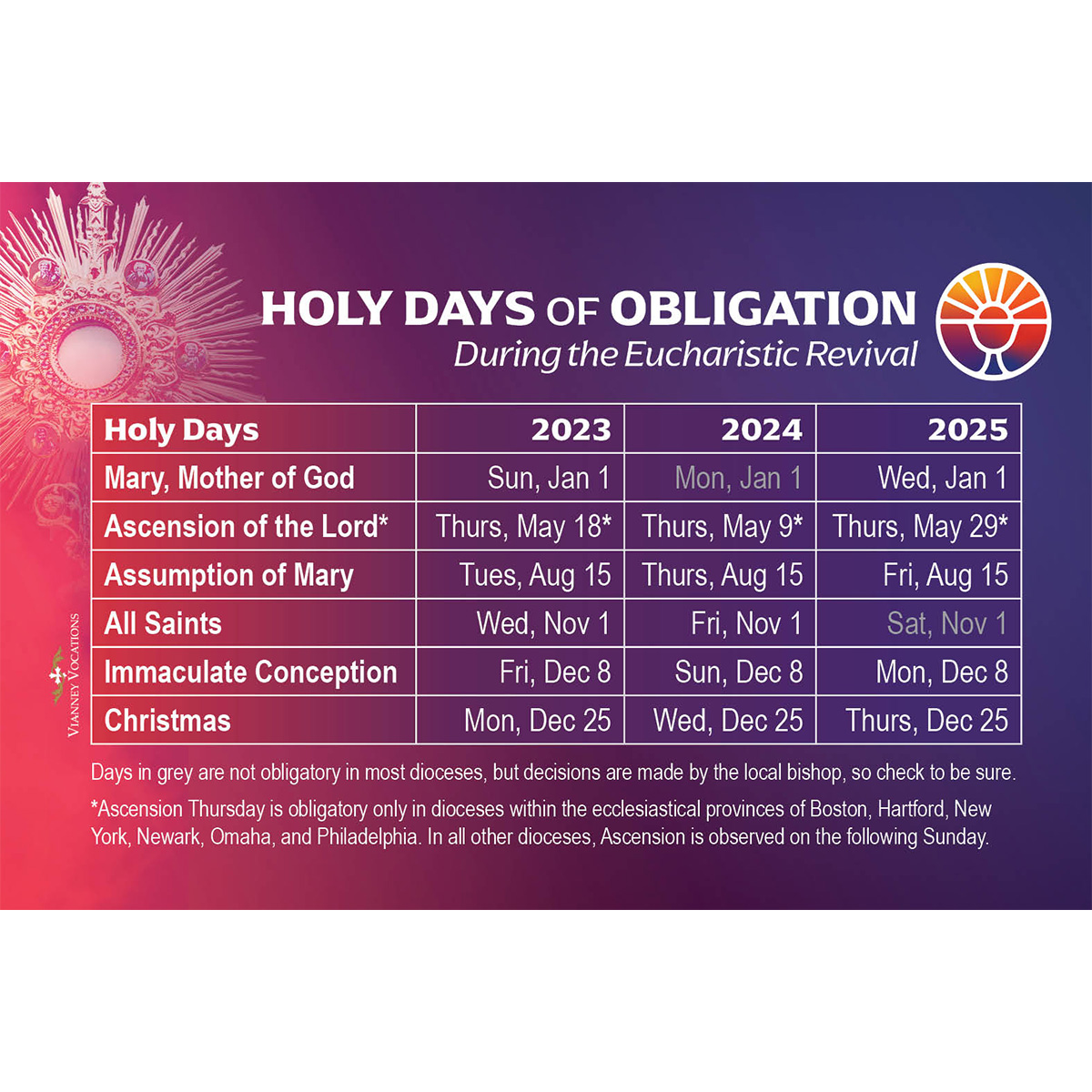 Holy Days Of Obligation 2024 Catholic Canada Kiele Merissa
